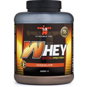 M Double You - 100% Whey Protein (Chocolate - 2250 gram) - Eiwitshake - Eiwitpoeder - Eiwitten - Sportvoeding - 90 shakes