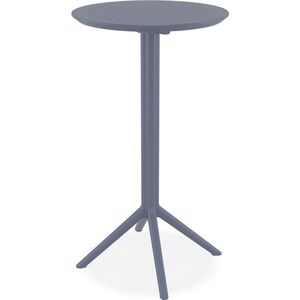 Alterego Hoge opvouwbare tafel 'GIMLI BAR' van donkergrijze kunststof voor binnen/buiten - Ø 60 cm