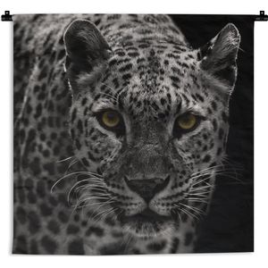 Wandkleed - Wanddoek - Luipaard - Zwart - Wit - 60x60 cm - Wandtapijt