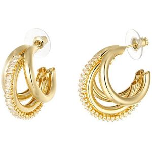 Luxe feestelijke shiny party oorbellen , oor stekers - kleur goud met steentjes - earrings - feest - cadeau idee mam
