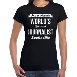 Worlds greatest journalist cadeau t-shirt zwart voor dames - Cadeau verjaardag t-shirt journalist XXL