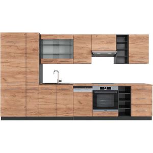 Vicco Fame-Line Complete keukeneenheid – 355 cm , WB Eik Eik goud/antraciet , WB Eik