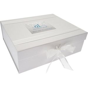 Topaz Jubileum Herinneringen - Grote Keepsake Box Glitter & Woorden - Hout - 27.2x32x11 cm
