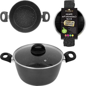 24 cm braadpan met deksel - zwart