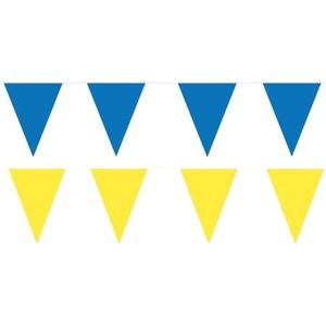 Gele/Blauwe feest punt vlaggetjes pakket - 120 meter - slingers/ vlaggenlijn