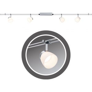 Premium LED Plafondlamp met Railsysteem - 4 Lichtbronnen - Mat Chroom, Metaal/Glas - Modern & Industrieel Design - 1600mm - Inclusief Montagehandleiding & Stekker - Voor Woningen, Kantoren, Winkels