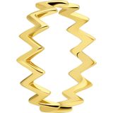 Lucardi Dames Zilveren ring zig-zag goldplated - Ring - 925 Zilver - Goudkleurig - 16.5 / 52 mm