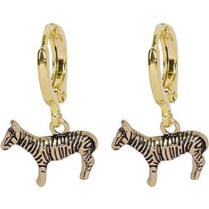 Zebra oorbellen, goudkleurig
