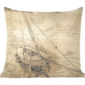 Sierkussens - Kussentjes Woonkamer - 50x50 cm - Zeilboot op de Seine bij Asnières - Vincent van Gogh
