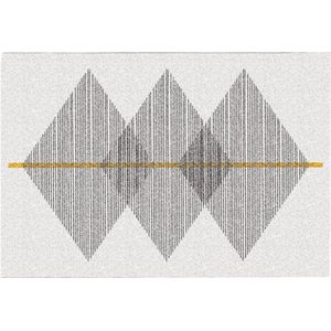 OZAIA Geometrisch tapijt - 160 x 230 cm - Wit en grijs - NIMIRIA L 230 cm x H 0.9 cm x D 160 cm
