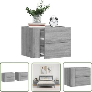 The Living Store Nachtkastjes 2 st wandgemonteerd 45x30x35 cm grijs sonoma eiken - Wandkasten - Nachtkastjes - Grijze Kasten - Houten Kasten - Salontafel