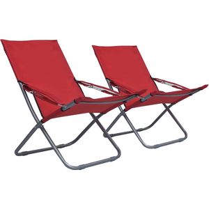vidaXL - Strandstoelen - 2 - st - inklapbaar - stof - rood
