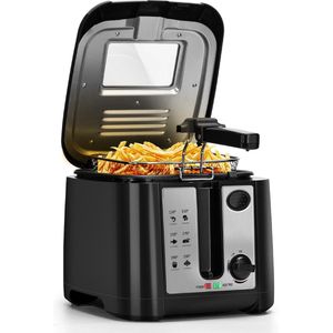 Aigostar Olivia 30ZST - Frituurpan - Friteuse - 2.5L - met Kijkvenster - 1650W - Koude zone - Zwart