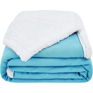 Fleece Deken Bank Plaid, Gebreid Deken Bed Woondeken, Knuffeldeken Extra Dikke Warme Wollen Deken voor Bank Woonkamer, 130x150cm, Turkoois