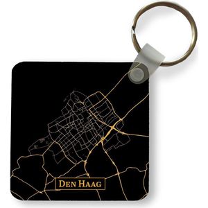 Sleutelhanger - Uitdeelcadeautjes - Kaart - Den Haag - Luxe - Goud - Zwart - Plastic