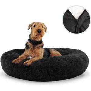 Behave Hondenmand Deluxe - Maat XXL - 100 cm - Hondenkussen - Hondenbed - Donutmand - Wasbaar - Fluffy - Donut - Zwart