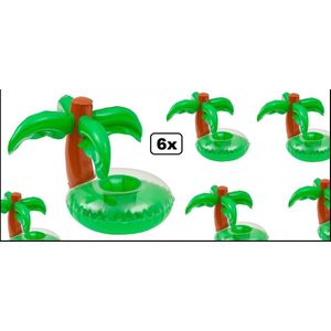 6x Opblaasbare palmboom cupholder 24 cm groen