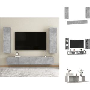 vidaXL Televisiekast Betongrijs - Wandmontage - 2x Tv-meubel (L) + 2x Tv-meubel (M) - 100x30x30cm (BxDxH) + 30.5x30x110cm (BxDxH) - Kast