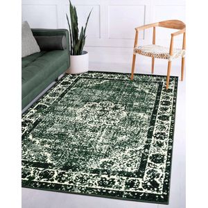 Flycarpets Sarande Vintage Medaillon Vloerkleed - Groen - Laagpolig Tapijt Woonkamer - 240x340 cm