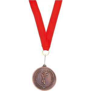 Bronzen medaille aan rood lint