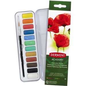 Derwent Academy Wateroplosbare Aquarelpotloden Starterset - Set van 12 Stuks