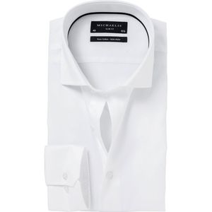 Michaelis slim fit overhemd - mouwlengte 7 - twill - wit - Strijkvrij - Boordmaat: 43