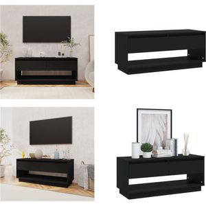 vidaXL Tv-meubel 102x41x44 cm spaanplaat zwart - Tv-kast - Tv-kasten - Tv-standaard - Wandtafel