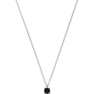 New Bling 9NB-1060 Zilveren Ketting met Zirkonia Hangertje - 5mm - Zwart - 40+5cm - Rhodium - Zilver