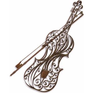Denza - Klassieke metalen Viool - muziek instrument - AN IRON VIOLIN WALL DECOR - muur decoratie viool met strijkstok