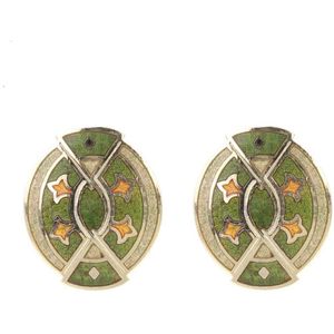 Behave Oorbellen stekers vintage groen ovaal 3 cm