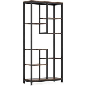 Grokos - Boekenkast - Kast - Staal met Hout - Boekenrek - 5 planken - Boekenkast Industrieel - Kasten - 98x30x180cm