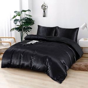 Beauty Silk - Dekbedovertrek Satijn - Zwart - 140x200/220