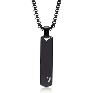 Nivard Ketting - Heren - Staal - Nep zilver - Met Hanger - Zwart - W