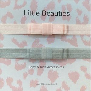 Little Beauties - haarbandjes - set 2 stuks - baby - peuter - newborn - babygift - kraamcadeau - babyshower - rose - grijs