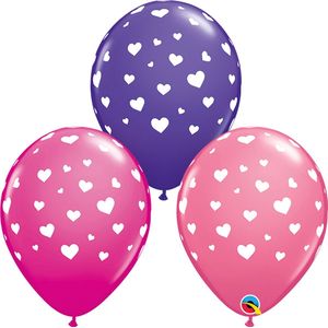 Qualatex - Qtex ballonnen Hearts A Round Red-Pink-Purple (25 stuks)