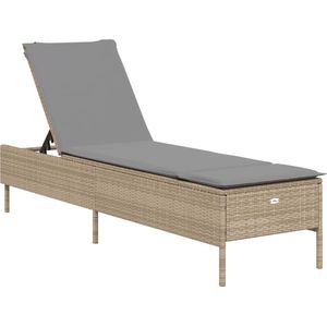 vidaXL - Ligbed - met - kussen - poly - rattan - beige