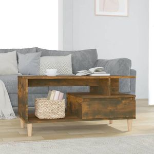 The Living Store Salontafel Gerookt Eiken - 90 x 49 x 45 cm - Duurzaam Hout - Opbergruimte