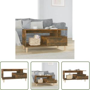 The Living Store Salontafel Gerookt Eiken - 90 x 49 x 45 cm - Duurzaam Hout - Opbergruimte