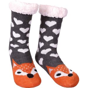 JAXY - Huissokken Dames - Verwarmde Sokken - Anti Slip Sokken - Huissokken - Bedsokken - Warme Sokken - Kerstcadeau Voor Vrouwen - Thermosokken - Dikke Sokken - Fluffy Sokken - Kerstsokken Dames en Heren - Vos Oranje