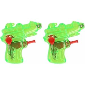 3x Stuks mini waterpistolen groen 7 cm - waterspeelgoed kunststof voor kinderen
