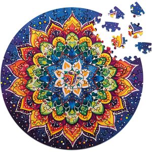 Milliwood - PH660 Houten Puzzel XS Mandala Nachtbloem | 3D Puzzels bouwpakket | Hobby Speelgoed voor kinderen & volwassenen | Wanddecoratie Woonkamer | 100 stukjes Ø20cm | In luxe geschenkdoos | cadeau voor haar