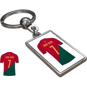 Portugal Shirt met Jouw Naam - WK2022 -  Gepersonaliseerde Sleutelhanger met Jouw Naam en Nummer - Cadeau - Verjaardag - Kerst - Kado - Valentijn - Gepersonaliseerd Cadeau - Voetbal