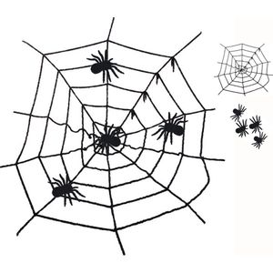 4 Spinnen met een Spinnenweb - Halloween decoratie - Feest decoratie - Horror Thema