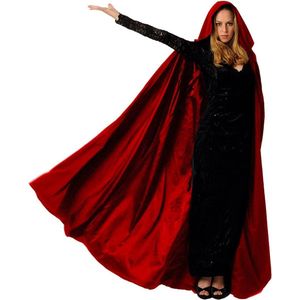 Cape Halloween, unisex cape cosplay kostuum fluweel Halloween kostuum zwart capuchon cape (rood, L)