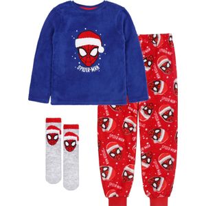Spiderman MARVEL - Cadeauset: jongenspyjama + sokken, fleece, blauw, rood / 116