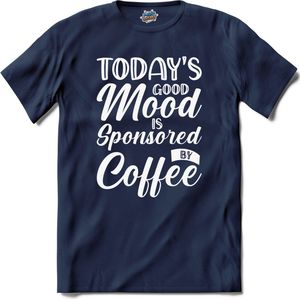 Sponsored By Coffee | Koffie - Coffee - Vintage - T-Shirt - Unisex - Navy Blue - Maat XXL