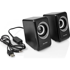 Speaker - PC - 2.0 - Jack 3.5mm - USB voeding - 2x3 Watt - Zwart - Allteq