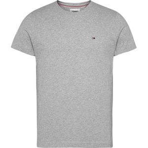 Tommy Jeans - Heren Tee SS Flag Slim Fit Shirt - Grijs - Maat XL