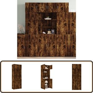 vidaXL Opbergkast - Gerookt Eiken - 80x42,5x225 cm Opslagkast - Houten Kast - Opbergruimte - Bergruimte - Woonaccessoires