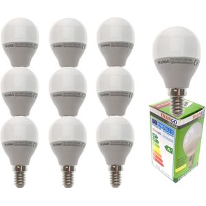 TRANGO Set van 10 E14035GD*10 LED Globe Lamp 3-Standen Dimbaar - 5 Watt - 400 Lumen 3000K Warm Wit - Vervanging voor 40W Gloeilamp - Omnidirectionele LED Lamp met E14 Fitting Stralingshoek 170°